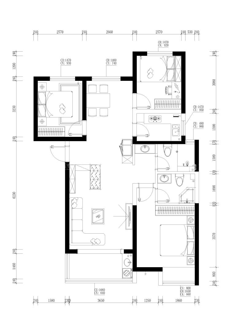 125平正商城现代风格-时光轻语-平面布置图