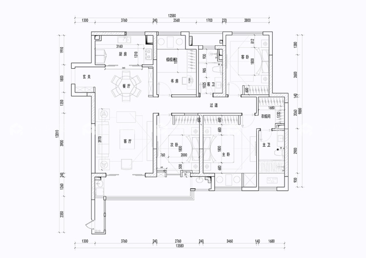 138平九龙仓碧玺新中式风格-充满生活雅趣的闲居-平面布置图