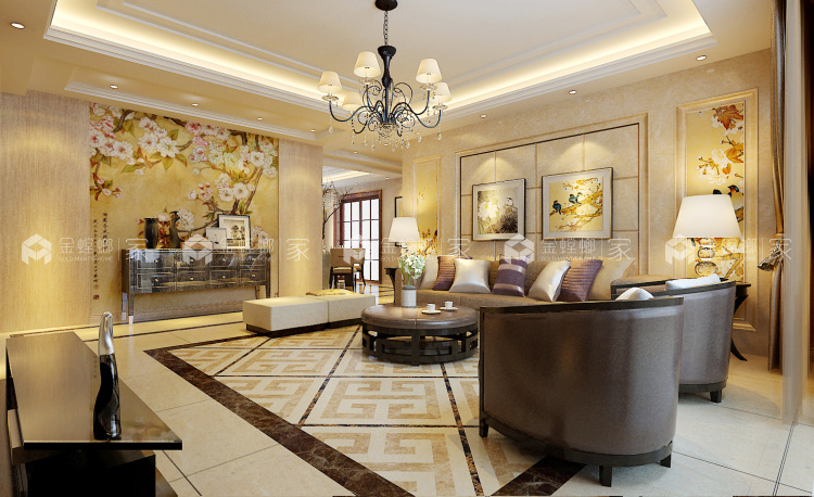 180平新中式风格-空间效果图