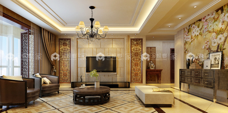 180平新中式风格-空间效果图