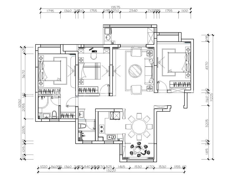 130平香榭湾新中式风格-山水雅韵 诗意东方-平面布置图