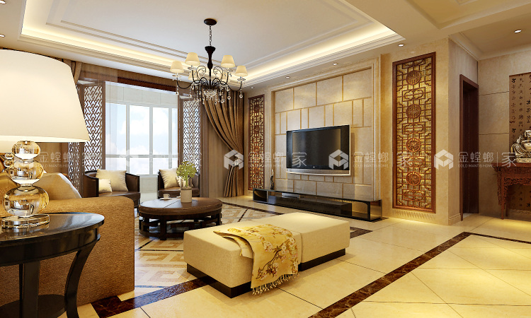 180平新中式风格-空间效果图