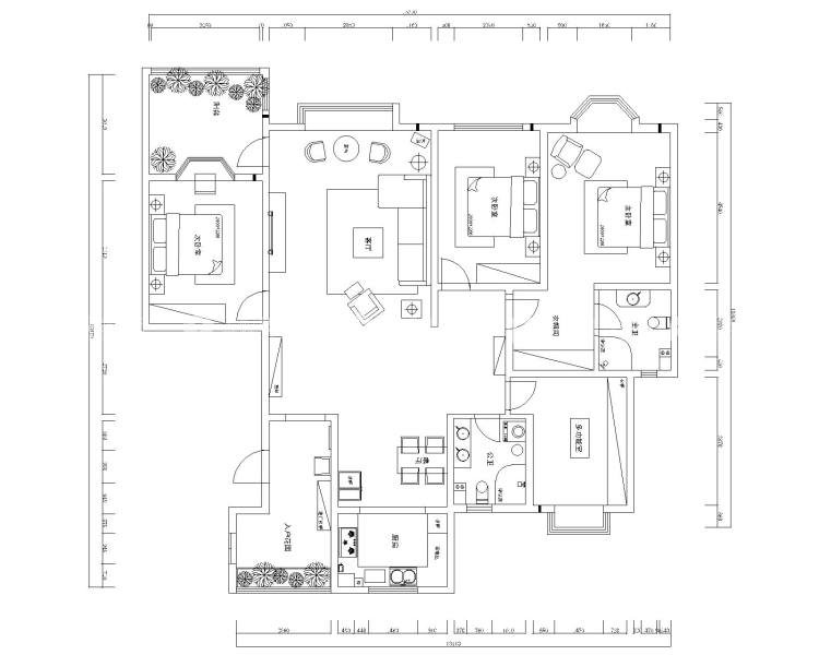 200平金宸国际现代风格-简约-平面布置图