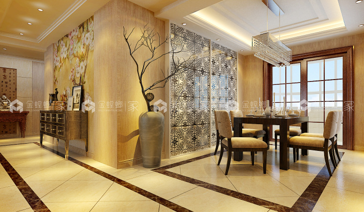 180平新中式风格-空间效果图