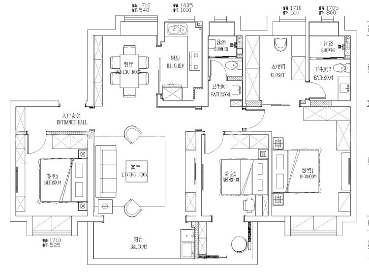 139平碧桂园钻石湾美式风格-平面布置图