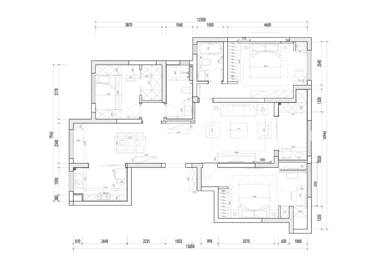 136平悦湖国际新中式风格-简约温润中式之家-平面布置图