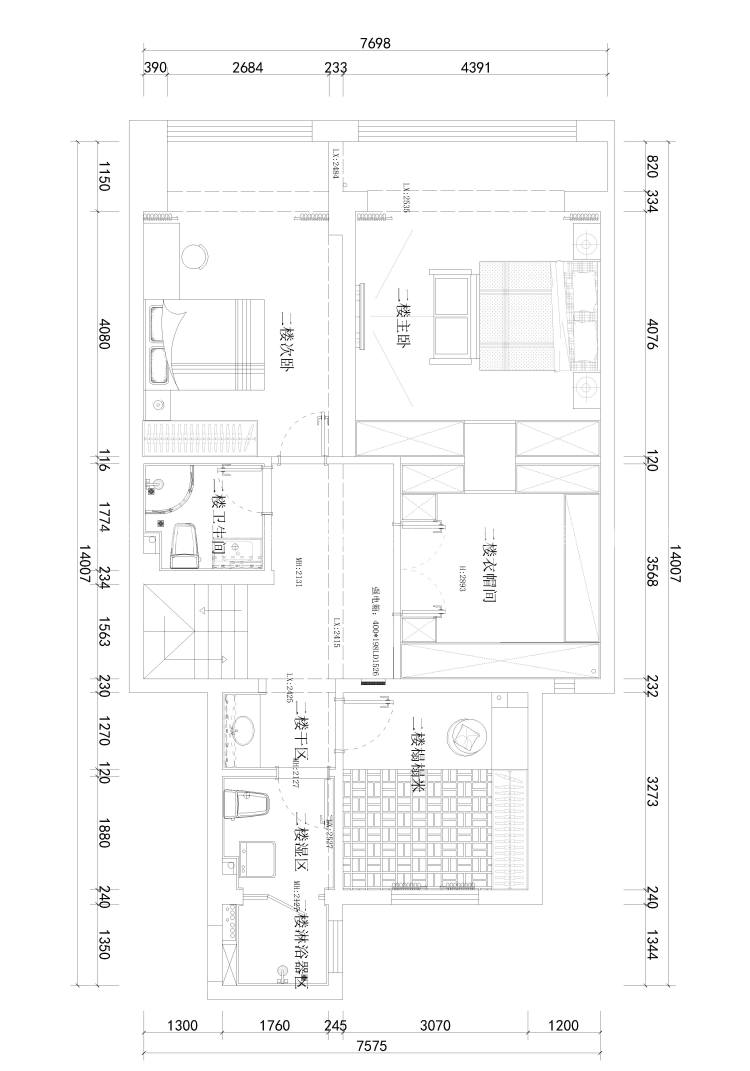 300平净月深水湾现代风格下叠式户型-平面布置图