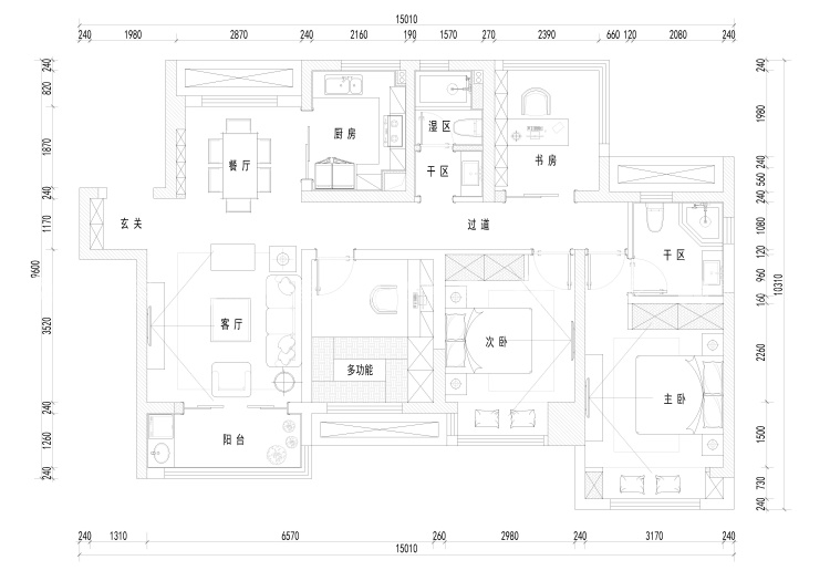 130平融创壹号府简约北欧风格-平面布置图