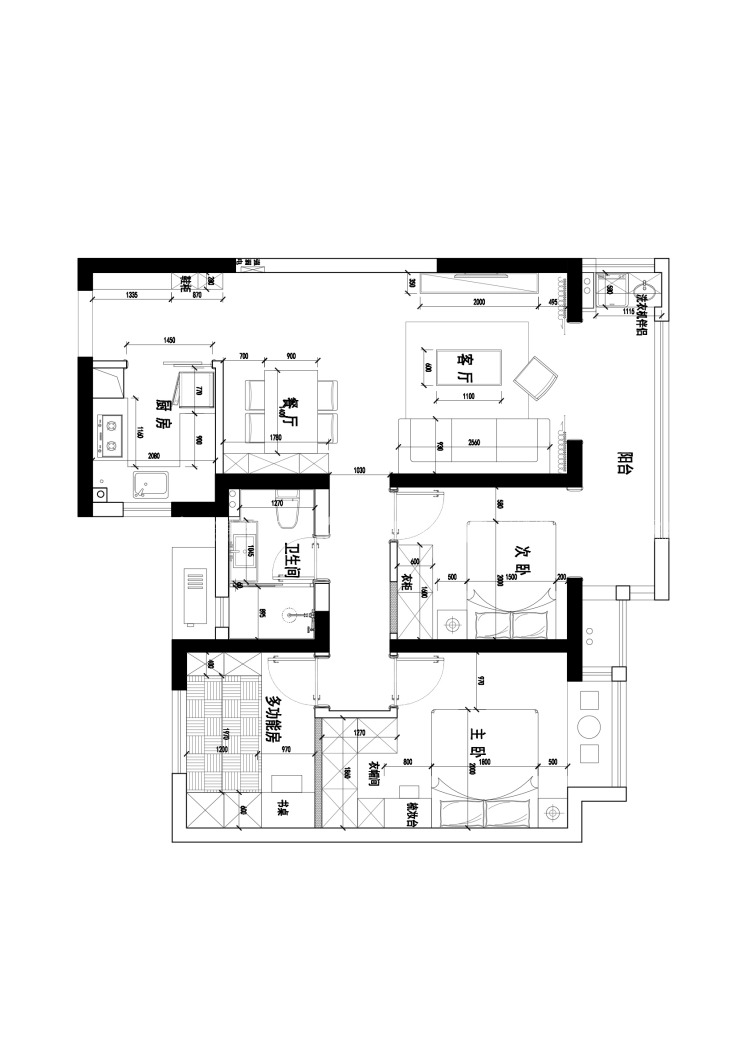 95平保利融侨时光印象北欧风格-清雅宜居-平面布置图