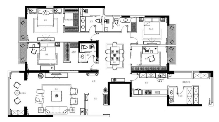 236平倚翠尚府美式风格-家的温度-平面布置图