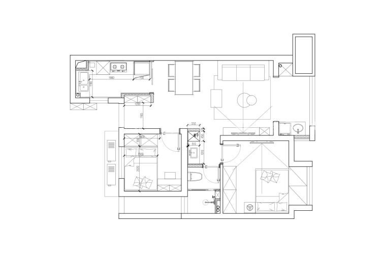 85平长泰国际现代风格-平面布置图