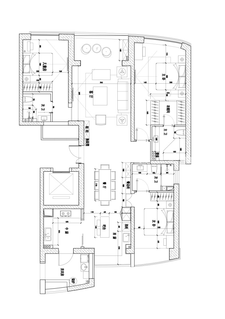 170平保利达江湾城简欧风格-婚房-平面布置图