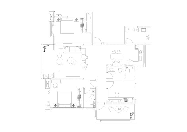 150平万科翡翠国际现代风格-精致空间，平衡生活之美-平面布置图