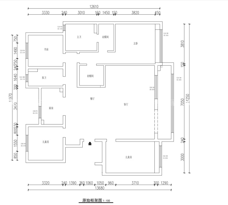 170平富力盛悦府简美风格-业主需求&原始结构图