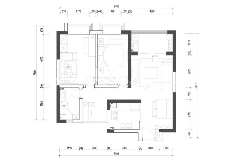 78平观山泓郡简美风格-平面布置图
