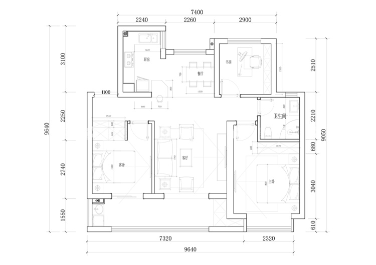75平华发首府现代风格-精致轻奢案例-平面布置图