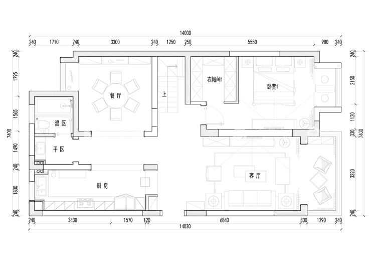 180平华夏春晓现代风格-原木格调与生活空间的对话-平面布置图