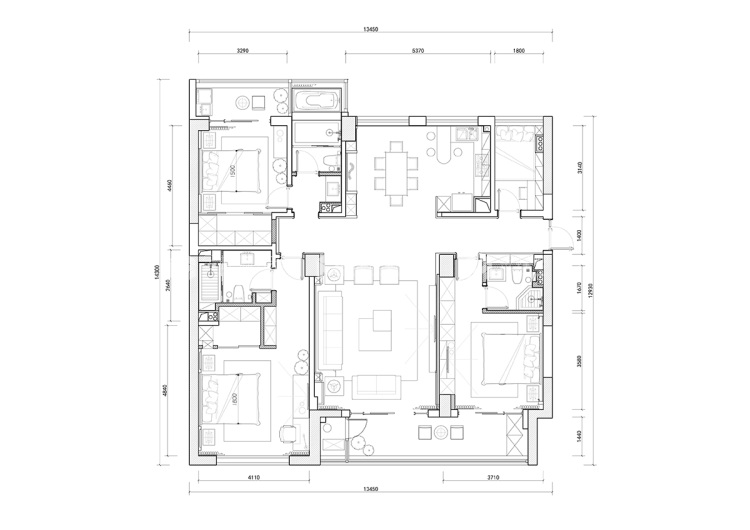 190平世贸公馆法式风格-法式精致浪漫住宅-平面布置图