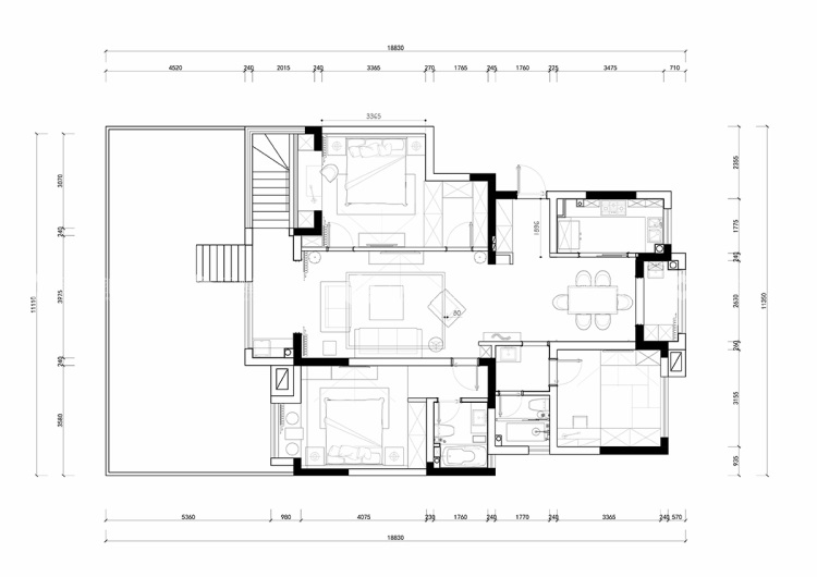 158平长安人家简美风格-素雅温馨的简美之家-平面布置图