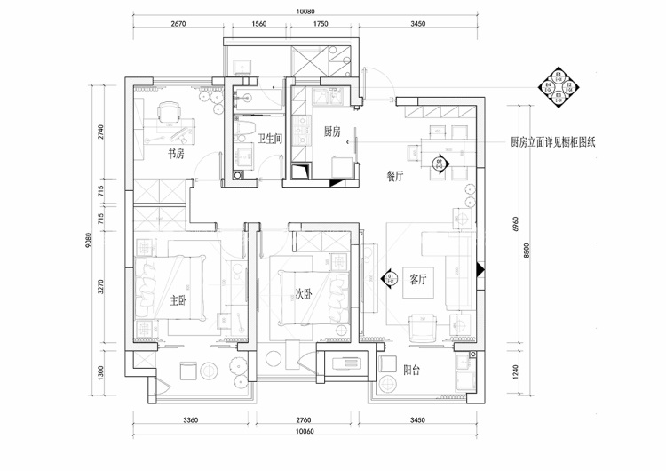 120平时代上城现代风格-建筑历史痕迹中的灵感-平面布置图
