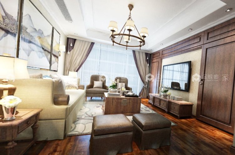 140平玉兰花园简美风格-颜值与实用并存的闲居-'全景图封面图'