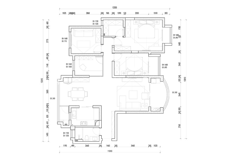 105平雅居乐北欧风格-别具一格的北欧风案例-平面布置图