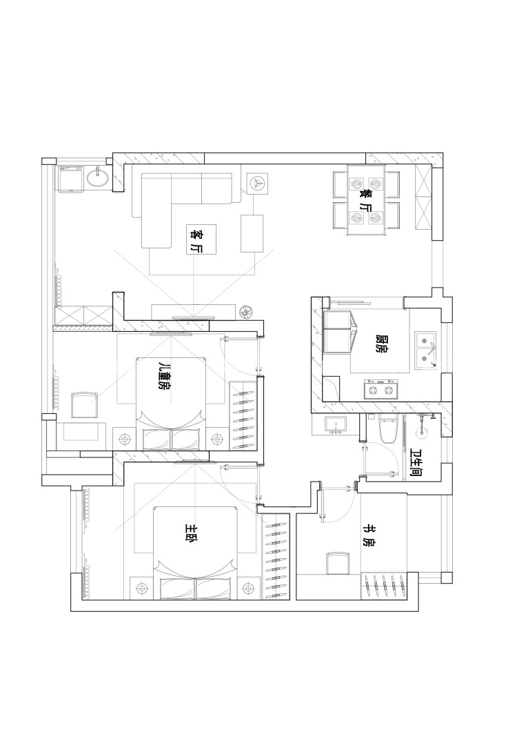 115平九龙仓碧玺现代风格-平面布置图