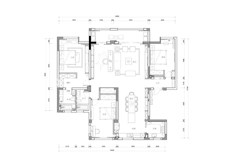 210平保利香槟国际现代风格-平面布置图