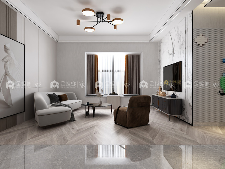 120平凯旋城现代风格-客厅效果图及设计说明