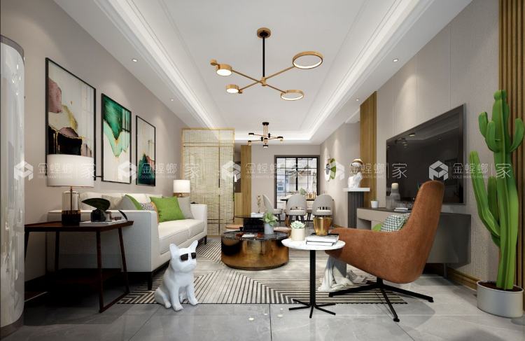 115平君悦湾二期现代风格-客厅效果图及设计说明