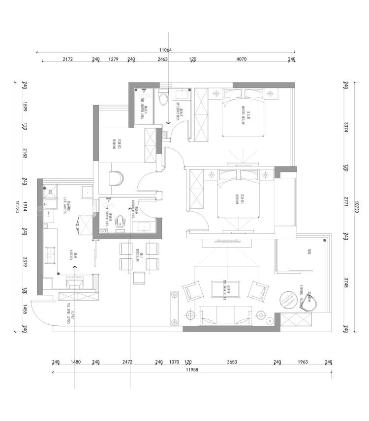 115平君悦湾二期现代风格-平面设计图及设计说明