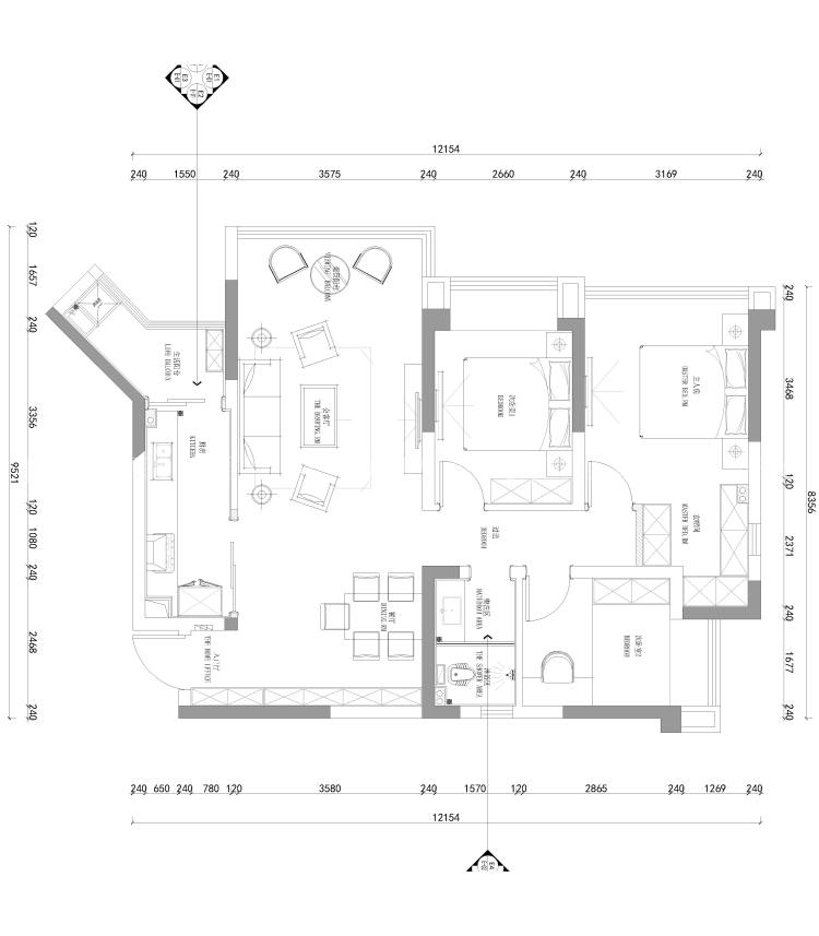 110平君悦湾现代风格-平面设计图及设计说明