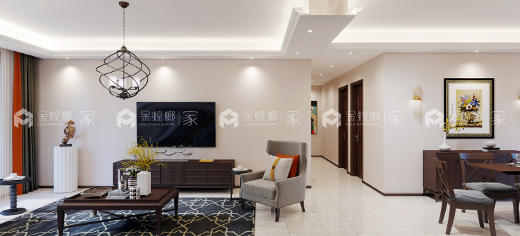 154平华西御园新中式风格-空间效果图