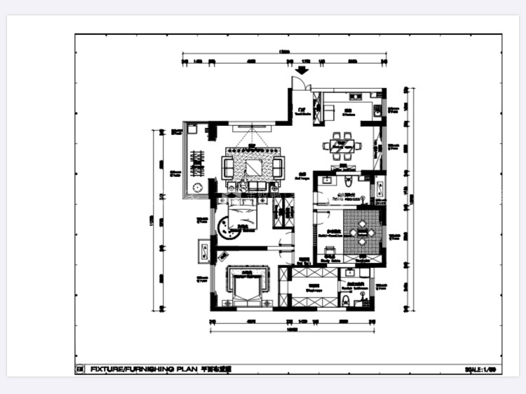 160平宏润花园新中式风格-简洁明快的空间，完美的呈现出中式文化底蕴-平面布置图
