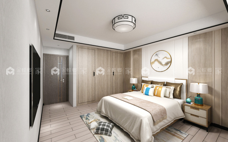 160平宏润花园新中式风格-简洁明快的空间，完美的呈现出中式文化底蕴-空间效果图