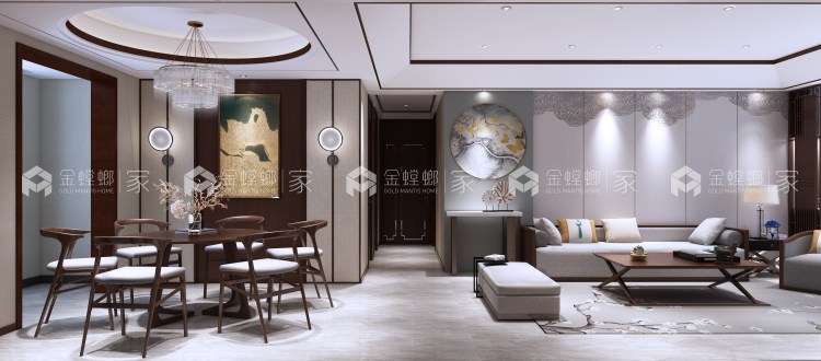 163平晋府壹号新中式风格-古色古香，别具一格的中式-空间效果图