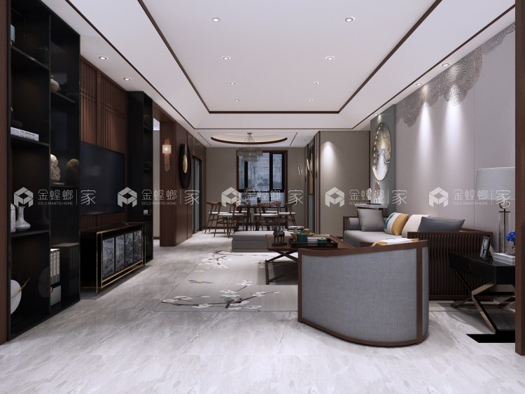 163平晋府壹号新中式风格-古色古香，别具一格的中式-空间效果图