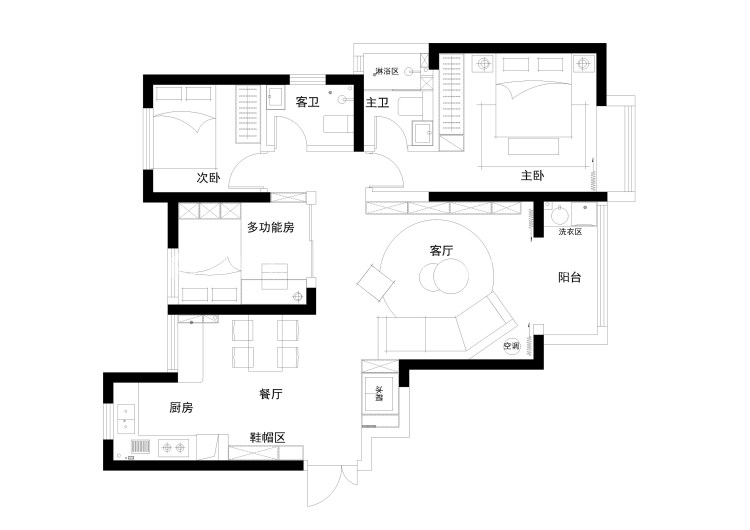 120平诚城常青藤北欧风格-未来可期-平面布置图