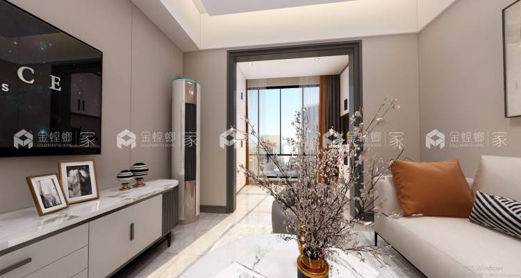 80平嘉州长卷现代风格-客厅效果图及设计说明