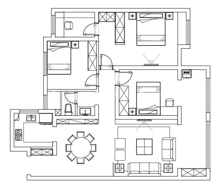 136平墨香居北欧风格-撷光而居-平面设计图及设计说明