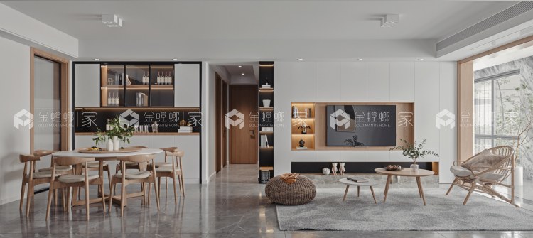 136平墨香居北欧风格-撷光而居-餐厅效果图及设计说明