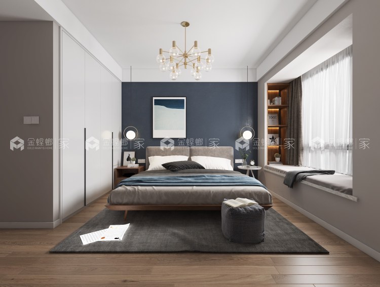 136平墨香居北欧风格-撷光而居-卧室效果图及设计说明