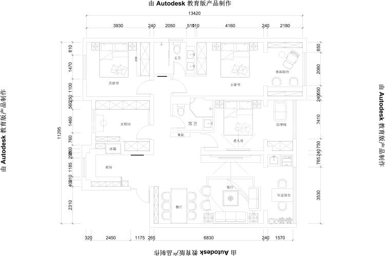 150平海亚春天上苑现代风格-平面布置图