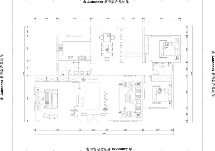 400平莱茵山庄新中式风格-平面布置图