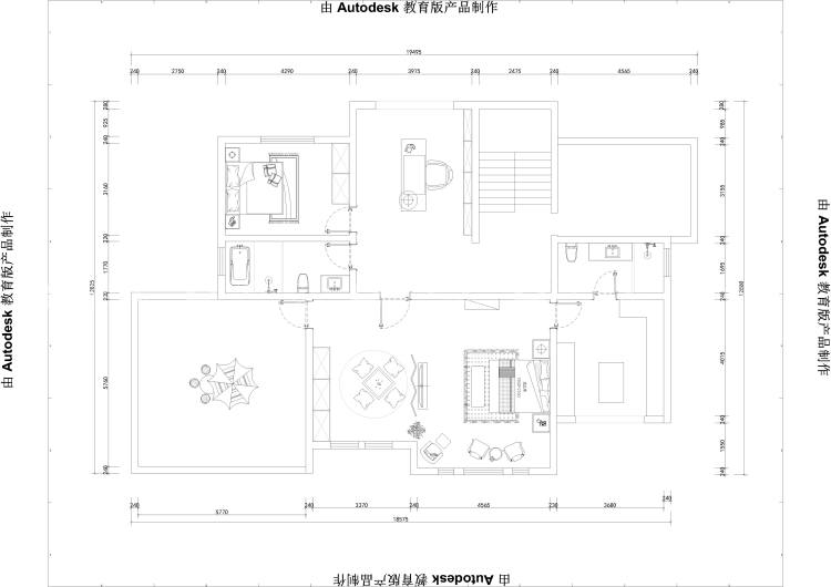 400平莱茵山庄新中式风格-平面布置图