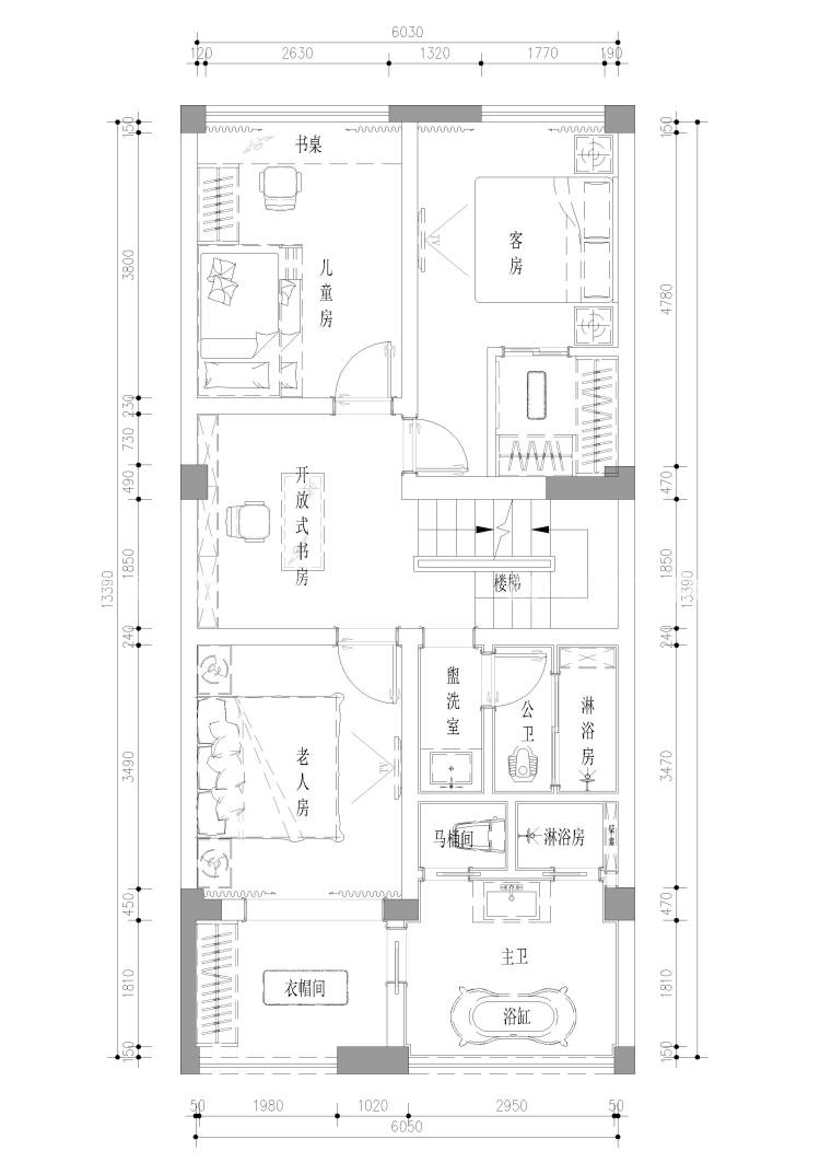 350平福蓉凰新中式风格-平面布置图