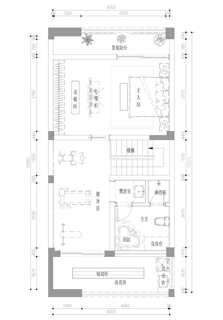 350平福蓉凰新中式风格-平面布置图