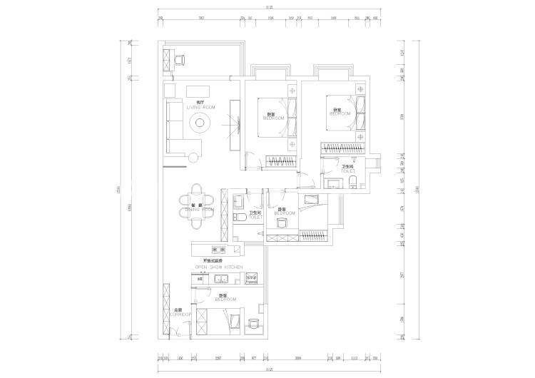 128平麒麟嘉园二期现代风格-平面布置图