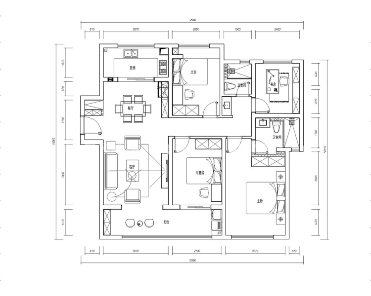 134平建发泱誉简欧风格-不规则的美-平面布置图