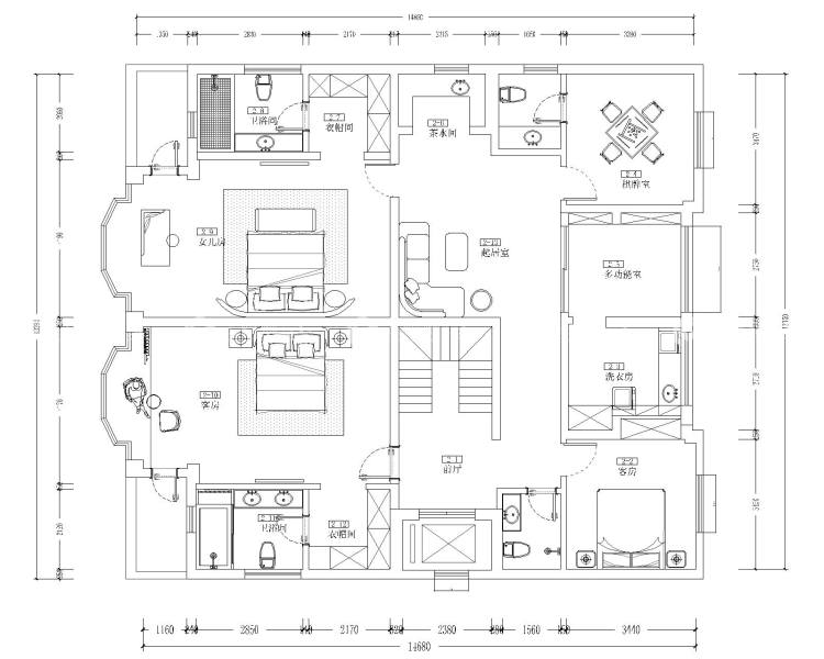 537平蔷薇溪谷中式风格-平面布置图